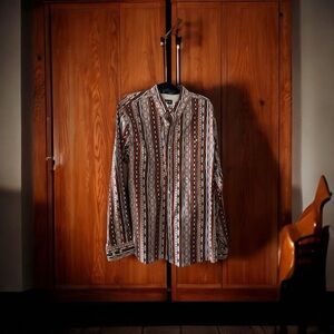 Rank 45 Men's Striped Casual Button up long sleeve dress Shirt Size 2XL